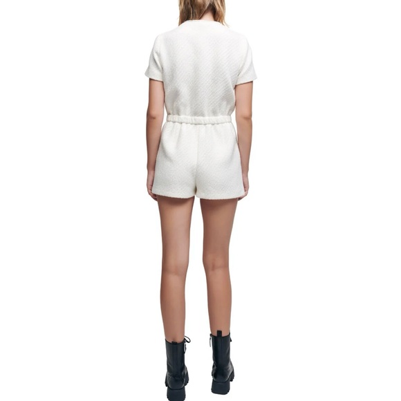 Maje Tweed-style Playsuit in Natural - Picture 4 of 9